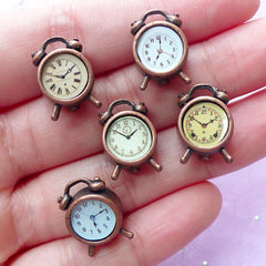 Miniature Alarm Clock | Dollhouse Furniture | Doll House Room Item (Antique Bronze / 1 piece by Random / 11mm x 16mm)