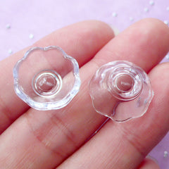 Dollhouse Scalloped Bowl | Miniature Tableware | Doll House Food Craft (Transparent Clear / 2 pcs / 15mm x 7mm)