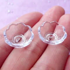 Dollhouse Scalloped Bowl | Miniature Tableware | Doll House Food Craft (Transparent Clear / 2 pcs / 15mm x 7mm)