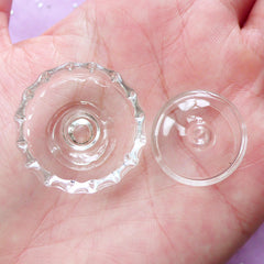 1:12 Scale Dollhouse Glass Cake Stand with Dome Lid Cover | Doll House Tableware | Miniature Sweets Craft (27mm x 26mm)