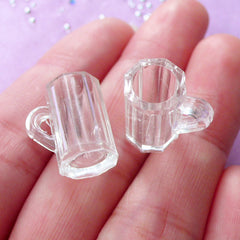 Miniature Plastic Beer Tankard | Dollhouse Pint Mugs | Doll House Clear Cup | Tiny Mini Beer Glass (2pcs / 15mm x 15mm)