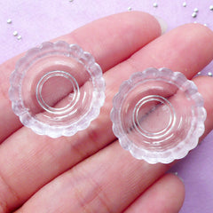 Miniature Scalloped Bowl | Dollhouse Tableware | Doll House Food Craft (Transparent Clear / 2 pcs / 20mm x 9mm)