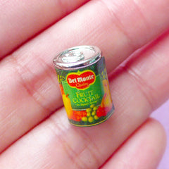 Miniature Food Can | Dollhouse Fruit Cocktail Can with Removable Lid | Doll Food Craft (9mm x 14mm)