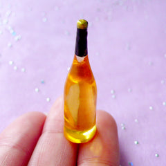 Miniature White Wine Bottle | 1:12 Scale Dollhouse Champagne | Doll House Beverage (11mm x 40mm)