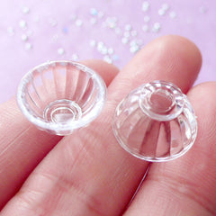 Dollhouse Bowl | Miniature Tableware | Doll House Food Craft (Transparent Clear / 2 pcs / 14mm x 7mm)