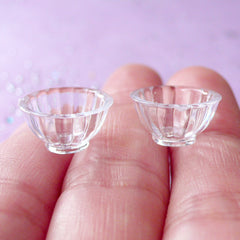 Dollhouse Bowl | Miniature Tableware | Doll House Food Craft (Transparent Clear / 2 pcs / 14mm x 7mm)