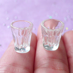 DEFECT Miniature Glass | 1:12 Scale Dollhouse Plastic Cup | Doll House Tableware (Transparent Clear / 2 pcs / 10mm x 12mm)