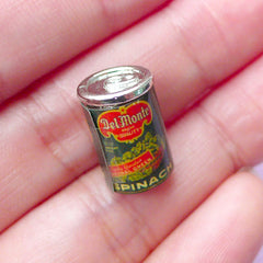 1:12 Scale Miniature Dollhouse Spinach Can | Doll Food Can with Removable Lid (9mm x 14mm)