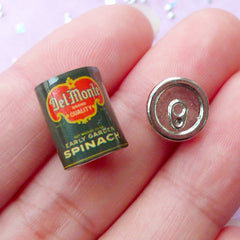 1:12 Scale Miniature Dollhouse Spinach Can | Doll Food Can with Removable Lid (9mm x 14mm)