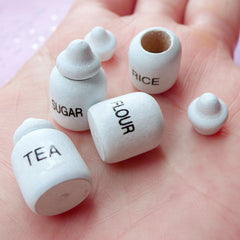 Miniature Dollhouse Sugar Tea Flour & Rice Storage Jar | Doll House Kitchen (Set of 4 pcs / 11mm x 18mm)