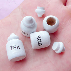 Miniature Dollhouse Sugar Tea Flour & Rice Storage Jar | Doll House Kitchen (Set of 4 pcs / 11mm x 18mm)