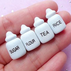 Miniature Dollhouse Sugar Tea Flour & Rice Storage Jar | Doll House Kitchen (Set of 4 pcs / 11mm x 18mm)