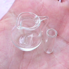 Dollhouse Miniature Glass Jug Set | Doll House Pitcher & Glass (Set of 2 pcs)