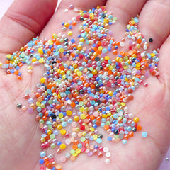 Round Ceramic Cabochons in 1mm & 2mm | Nail Art Supplies (Colorful / Around 400pcs)