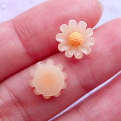 Mini Flower Cabochon | Tiny Daisy Cabs | Floral Nail Art Supplies | Stud Earrings Making (Peach / 2pcs / 10mm)