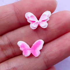 CLEARANCE Pink Butterfly Cabochon for Nail Art Design | Tiny Mini Embellishments (2pcs / 13mm x 9mm)
