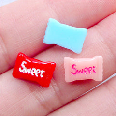Tiny Sweet Candy Cabochons | Mini Candy Nail Charms | Kawaii Nail Art | Dollhouse Miniature Sweets | Doll Food Supplies | Decoden Phone Case | Resin Embellishments (3pcs / Assorted Mix / 10mm x 6mm / Flat Back)