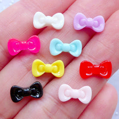 Tiny Mini Bow Cabochons | Kitty Bow Cabochon | Kawaii Nail Art Supplies | Nail Designs | Resin Floating Charms | Card Decoration | Scrapbooking Embellishment | Decoden Pieces (8pcs / Assorted Mix / 11mm x 6mm / Flat Back)