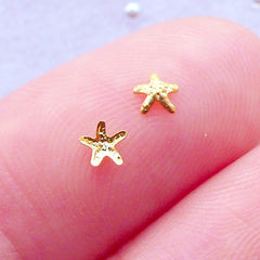 Tiny Mini Starfish Nail Charms | Sea Star Nail Art | Nautical Cabochons | Nail Decoration | Marine Life Nail Deco | Kawaii Crafts | Resin Filler Supplies (10pcs / Gold / 3.3mm x 3.3mm)