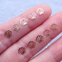 Seashell Nail Art Charms | Tiny Mini Metal Scallop Embellishments | Beach Nails | Mermaid Nail Designs | Kawaii Nail Decoration | Filling for Kawaii Resin Art (15 pcs / Gold / 5mm)