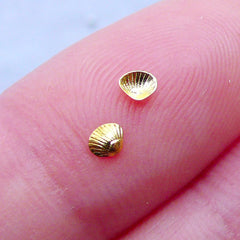 Cockle Shell Nail Charms | Seashell Nail Designs | Sea Shell Nail Decorations | Nail Art Supplies | Seashell Embellishments for UV Resin Crafts (10pcs / Gold / 3mm x 3mm)