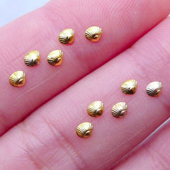 Cockle Shell Nail Charms | Seashell Nail Designs | Sea Shell Nail Decorations | Nail Art Supplies | Seashell Embellishments for UV Resin Crafts (10pcs / Gold / 3mm x 3mm)