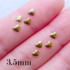 Heart Nail Charms in 3.5mm | Valentine's Day Nail Art | Wedding Nail Design | Filling for UV Resin Crafts | Nail Deco | Love Embellishments (8pcs / Gold)