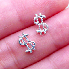 Dollar Sign Nail Charms | Money Sign Floating Charm | Kitsch Nail Art | Nail Decorations | Mini Embellishments for UV Resin Crafts (2pcs / Silver / 5mm x 9mm)