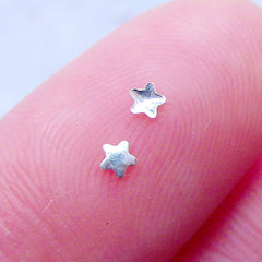 Kawaii Star Nail Studs in 2.5mm | Kawaii Nail Charms | Cute Nail Art | Nail Decorations | Mini Embellishments for UV Resin Craft | Manicure Supplies (10pcs / Silver)