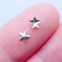 Star Nail Art Charms in 4mm | Cute Nail Studs | Kawaii Nail Art Supplies | Nail Decoration | UV Resin Art | Tiny Mini Embellishments (8pcs / Silver)