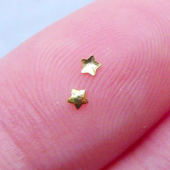 Gold Star Nail Charms in 2mm | Star Nail Studs | Nail Art | Kawaii Nail Design | UV Resin Art | Tiny Mini Embellishments (15pcs / Gold)