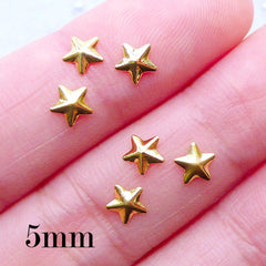 5mm Star Nail Charms | Gold Nail Studs | Nail Art Supplies | Star Nail Designs | Embellishments for UV Resin Craft | Card Making | Scrapbooking (6pcs / Gold)