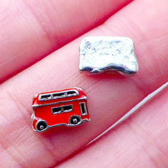 London Bus Floating Charms | Living Locket Making | Memory Lockets | Kawaii Nail Charms for Nail Art | UV Resin Craft | Shaker Charm DIY (2pcs / 9mm x 6mm)