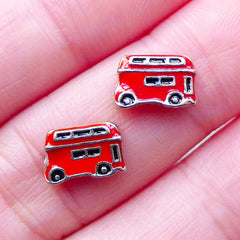 London Bus Floating Charms | Living Locket Making | Memory Lockets | Kawaii Nail Charms for Nail Art | UV Resin Craft | Shaker Charm DIY (2pcs / 9mm x 6mm)