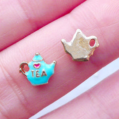 DEFECT Teapot Floating Charms | Alice in Wonderland Memory Locket | Cute Living Lockets | Afternoon Tea Nail Art | Kawaii Shaker Charm (2pcs / 8mm x 7mm)
