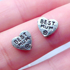 Best Mum Floating Charms | Mother's Day Gift | Best Mother Memory Locket | Living Locket Supplies | Heart Shaker Charm | Love Embellishment (2pcs / 8mm x 7mm)