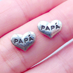 Papa Floating Charms | Father's Day Memory Lockets | Gift for Dad | Living Locket Charm Supplies | Shaker Charm | Little Metal Cabochons (2pcs / 9mm x 7mm)
