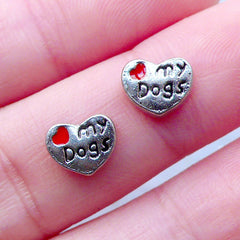 Love My Dogs Floating Charms | Heart My Pet Living Lockets | Memory Locket Charm Supplies | Shaker Charm Making | Jewelry for Animal Lovers (2pcs / 8mm x 6mm)