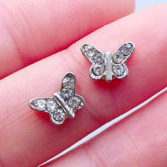 DEFECT Rhinestone Butterfly Floating Charms | Nature Theme Memory Locket | Glass Living Lockets | Insect Embellishments | Shaker Charm | UV Resin Art (2pcs / 9mm x 6mm)
