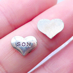 Son Heart Floating Charms | Family Memory Lockets | Glass Living Locket Supplies | Shaker Charm Making (2pcs / 10mm x 7mm)