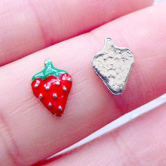 DEFECT Strawberry Floating Charms | Kawaii Living Locket Charm | Cute Memory Lockets | Fruit Embellishment | Shaker Charm DIY (2pcs / 6mm x 9mm)