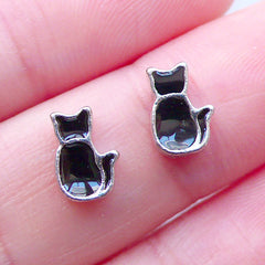 Black Cat Floating Charms | Pet Memory Locket DIY | Animal Living Lockets | Shaker Charm Making | Mini Embellishment for UV Resin Crafts (2pcs / 6mm x 8mm)