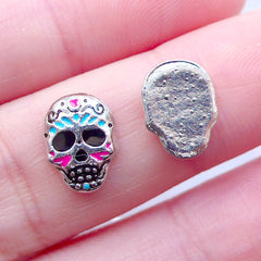 Sugar Skull Floating Charms | Day of the Dead Memory Locket Making | Mexican Halloween Living Lockets | Shaker Charm | Small Embellishment (2pcs / 8mm x 10mm)