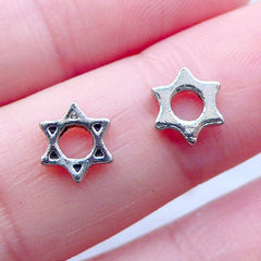 Star of David Floating Charms | Hexagram Shield of David Charm | Sexagram Magen David Charm | Religion Memory Locket Making | Protection Living Lockets | Shaker Charm (2pcs / 6mm x 7mm)