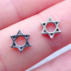 Star of David Floating Charms | Hexagram Shield of David Charm | Sexagram Magen David Charm | Religion Memory Locket Making | Protection Living Lockets | Shaker Charm (2pcs / 6mm x 7mm)