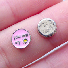 You Are My Sunshine Floating Charms | Valentine's Day Living Lockets | Wedding Memory Locket Supplies | Shaker Charm | Love Embellishments (2pcs / 7mm)