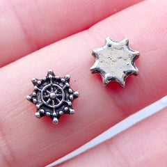 Ship Wheel Floating Charms | Nautical Memory Lockets | Glass Living Locket DIY | Shaker Charm Making | Sea Ocean Jewelry (2pcs / 7mm)