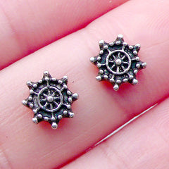 Ship Wheel Floating Charms | Nautical Memory Lockets | Glass Living Locket DIY | Shaker Charm Making | Sea Ocean Jewelry (2pcs / 7mm)