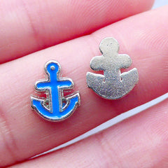 Nautical Anchor Floating Charms | Boat Charm | Memory Locket Making | Glass Living Locket DIY | Shaker Charm Supplies | Ocean Sea Jewellery (2pcs / 8mm x 10mm)