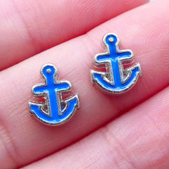 Nautical Anchor Floating Charms | Boat Charm | Memory Locket Making | Glass Living Locket DIY | Shaker Charm Supplies | Ocean Sea Jewellery (2pcs / 8mm x 10mm)